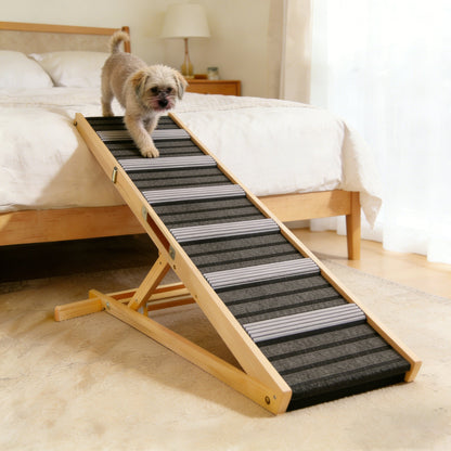 2026 Upgraded Dog Ramp for Couch with adjustable heights and non-slip pads on wooden frame on Tampa Home & Garden Store
