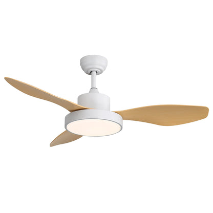Ceiling fan white HouseOfZazla with 22W LED light remote 6 speeds wood blades on Tampa Home & Garden Store