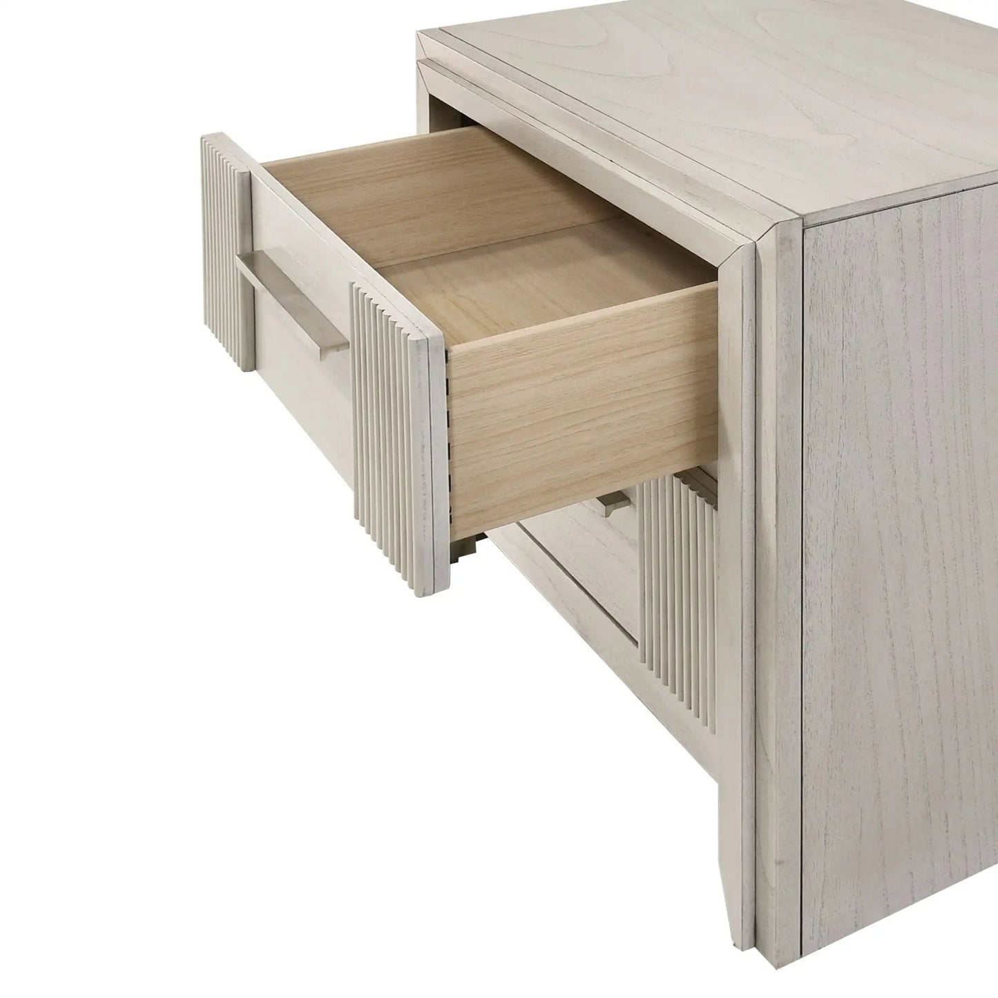 2-Drawer Nightstand with Bar Handle Antique White, wood interior, by Unique Piece Furniture on Tampa Home & Garden Store