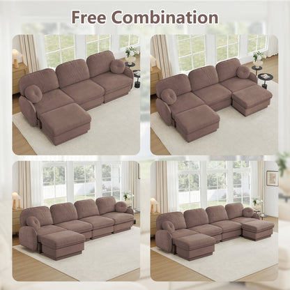 137 Inch Chenille U Shaped Sofa and Ottoman