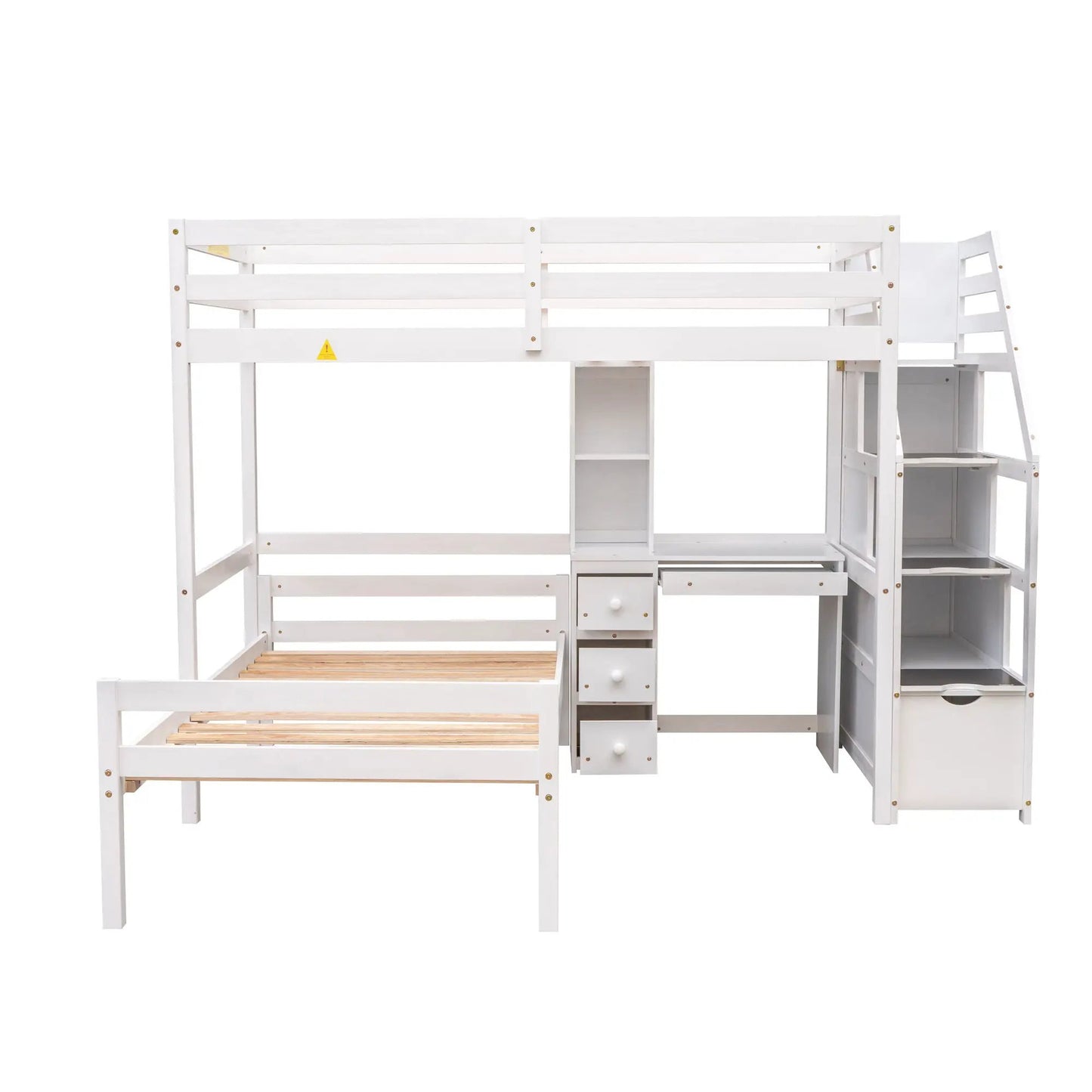 Loft Bed Standalone Bed with Storage Staircase