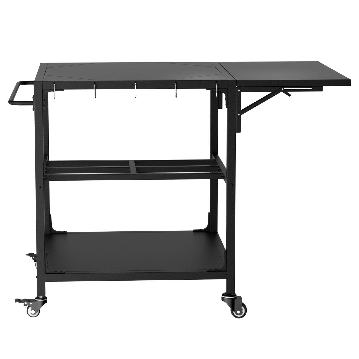 Outdoor Grill Prep Cart With Wheels and Shelves