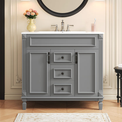 Bathroom Vanity With Ceramic Sink and Storage