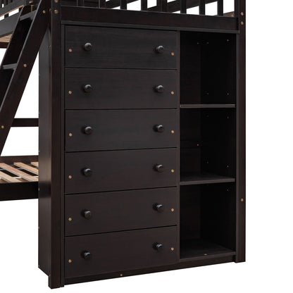 Bunk Bed With Six Drawers And Flexible Shelves