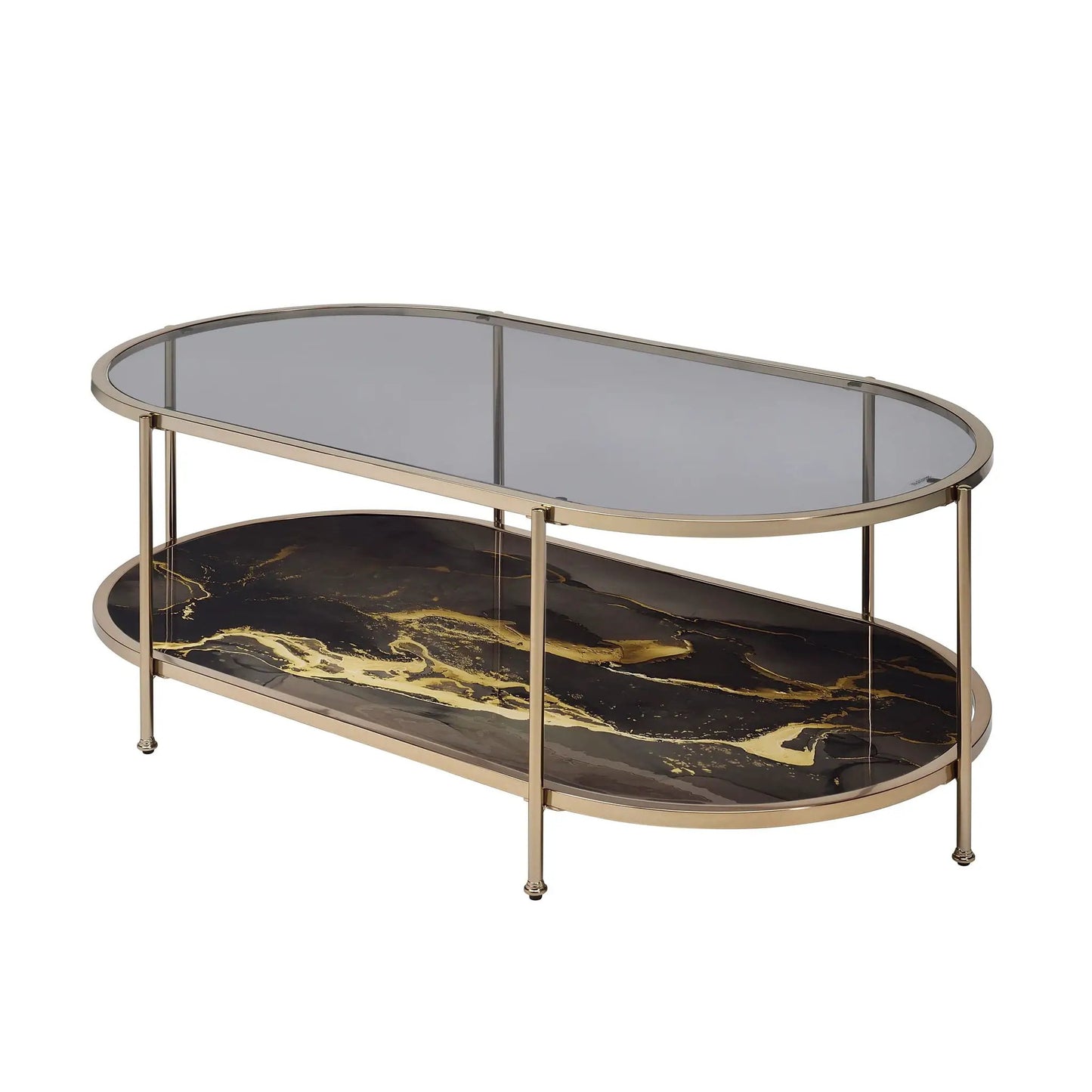 Fiorella Marble Glass Table with Metal Frame