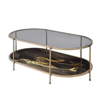 Fiorella Marble Glass Table with Metal Frame