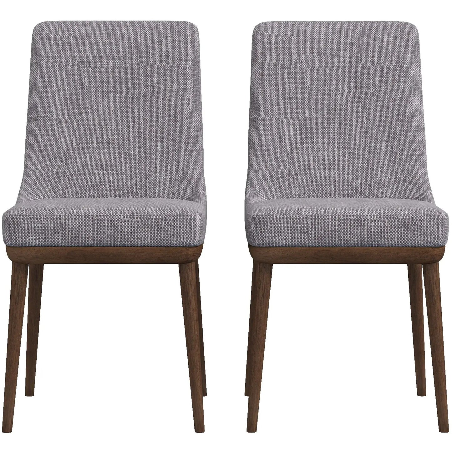 Kate Mid-Century Modern dining chair pair in gray textured fabric with dark wood legs on Tampa Home & Garden Store