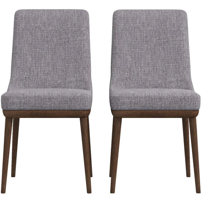Kate Mid-Century Modern dining chair pair in gray textured fabric with dark wood legs on Tampa Home & Garden Store