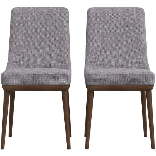 Kate Mid-Century Modern dining chair pair in gray textured fabric with dark wood legs on Tampa Home & Garden Store