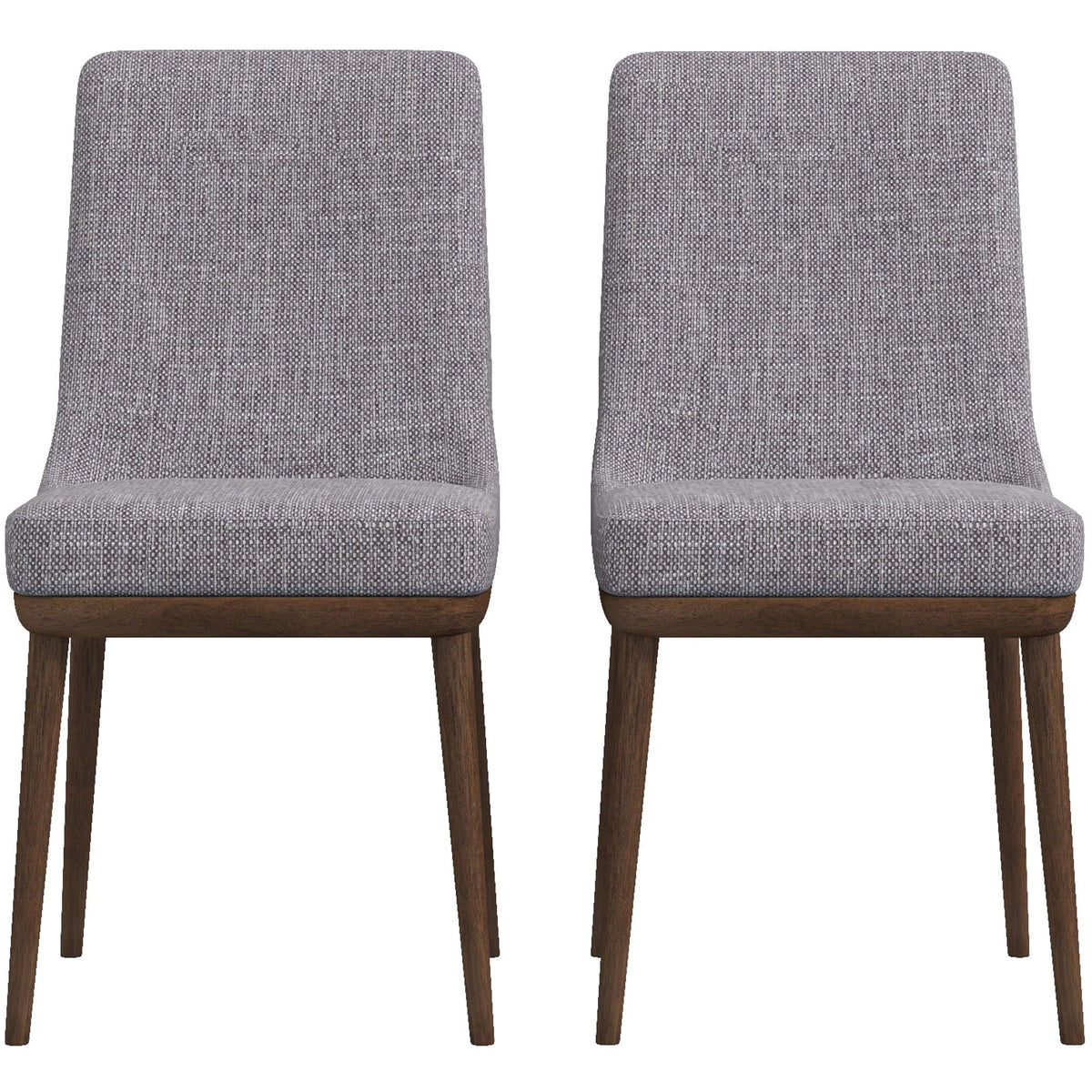 Mid-Century Modern dining chair set of 2 with gray textured fabric and solid wood legs on Tampa Home & Garden Store