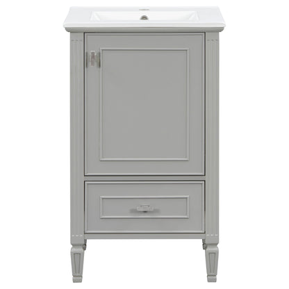 Retro bathroom vanity with sink gray cabinet white sink HouseOfZazla soft-close doors on Tampa Home & Garden Store