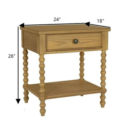 Traditional Durable Nightstand Table With Drawer And Shelf oak finish by Unique Piece Furniture on Tampa Home & Garden Store
