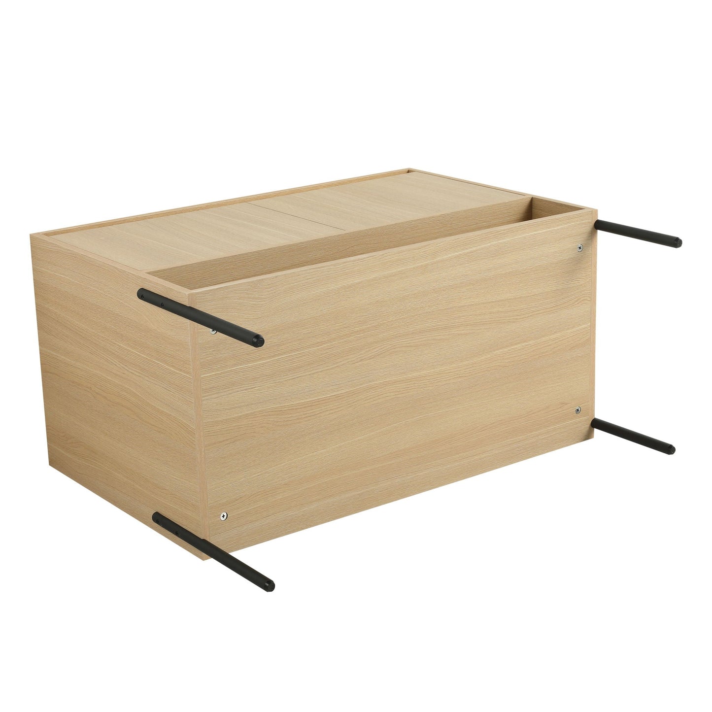 Light oak bathroom vanity cabinet with open top sink cavity and black bar handles on Tampa Home & Garden Store