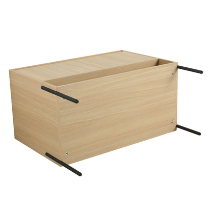 Light oak bathroom vanity cabinet with open top sink cavity and black bar handles on Tampa Home & Garden Store