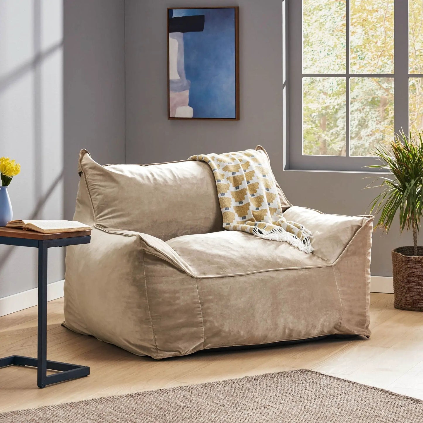 Allea Bean Bag Chair With Armrests For Two