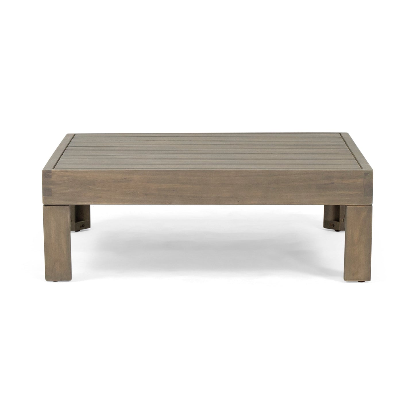 Outdoor wooden coffee table with a slatted brown top by HouseOfZazla on Tampa Home & Garden Store