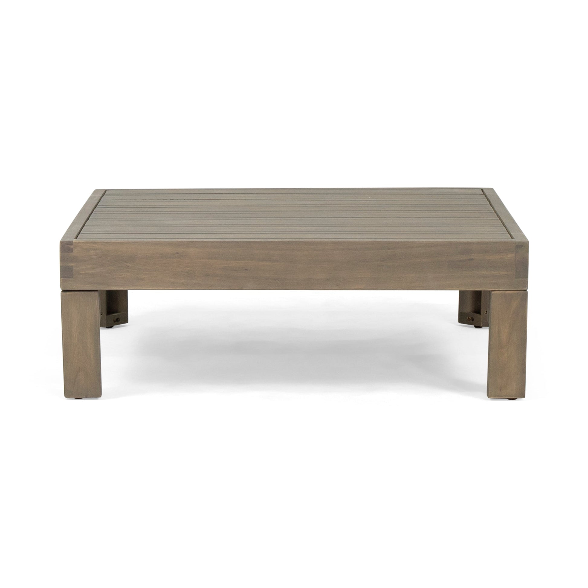 Outdoor wooden coffee table with a slatted brown top by HouseOfZazla on Tampa Home & Garden Store