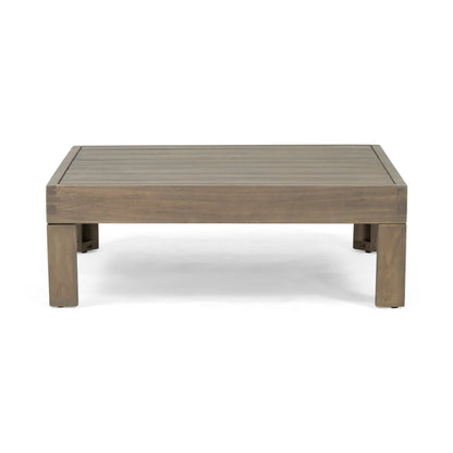 Outdoor wooden coffee table with a slatted brown top by HouseOfZazla on Tampa Home & Garden Store