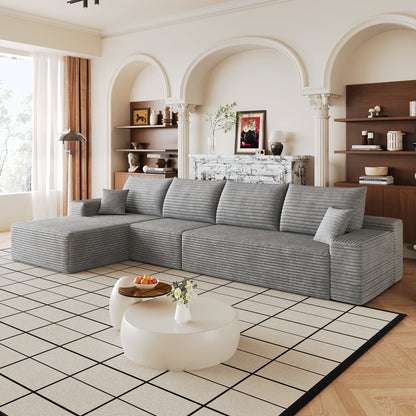 135-inch Cloud Sectional Sofa with L-shaped Chaise in gray fabric by HouseOfZazla on Tampa Home & Garden Store