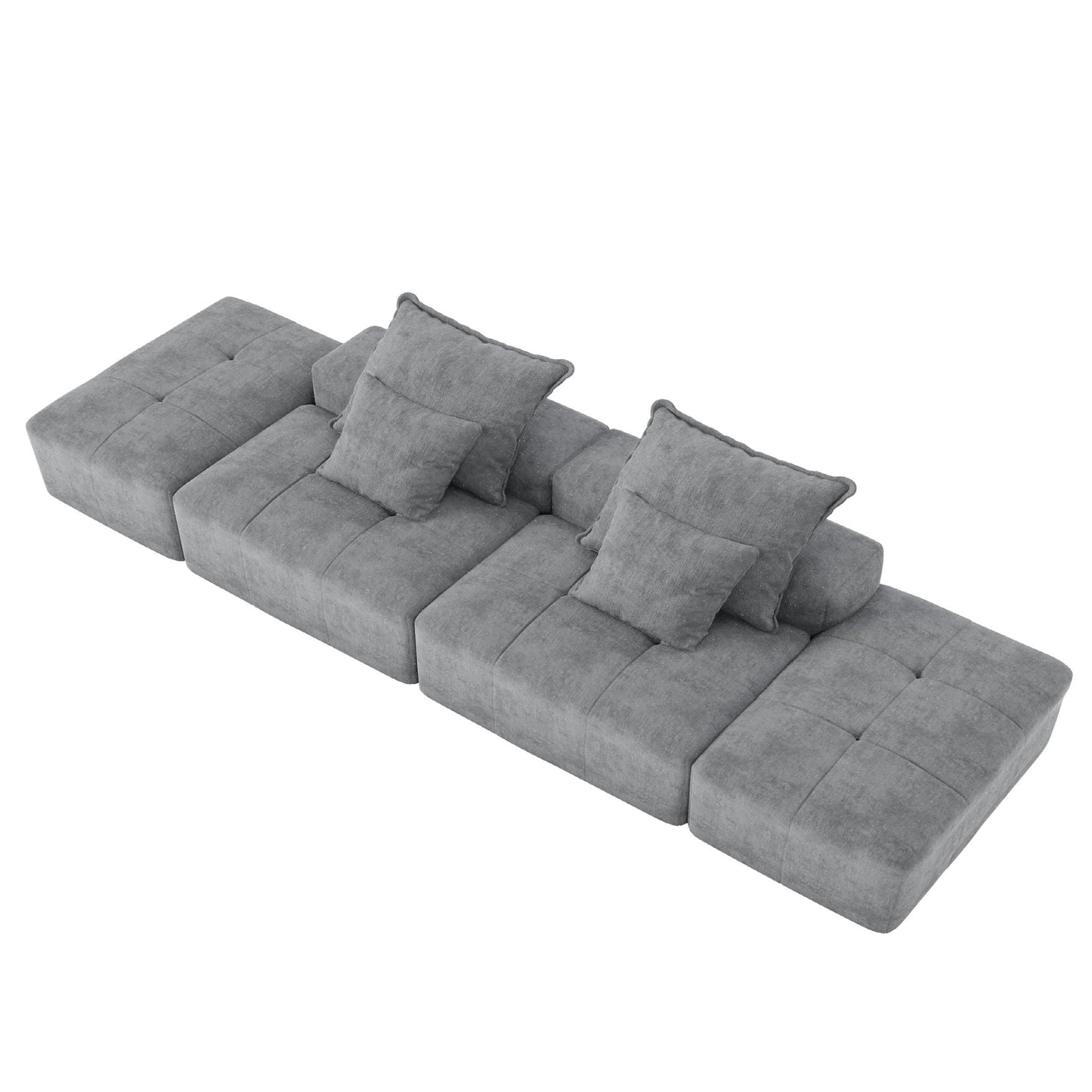 Modern oversized DIY modular sectional sofa with pillows in gray fabric by HouseOfZazla on Tampa Home & Garden Store
