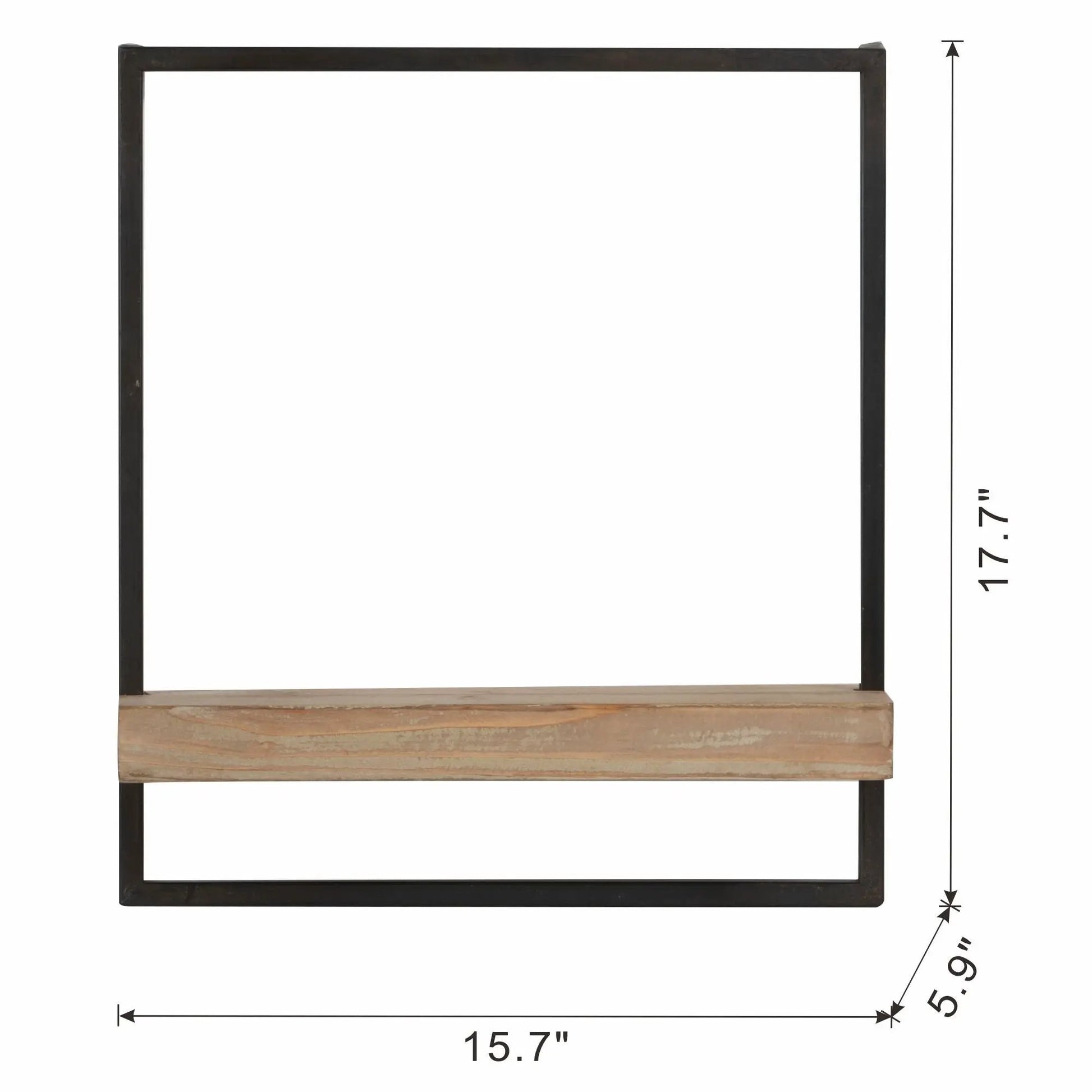 Wall shelf Unique Piece Furniture, black metal frame with natural wood base, 15.7 inch wide on Tampa Home & Garden Store