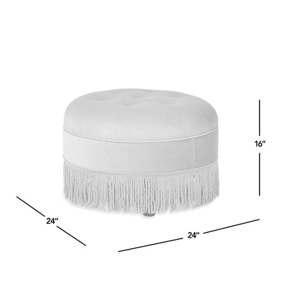 Yolanda 24in round upholstered ottoman deep brown velvet with fringe tassels by HouseOfZazla on Tampa Home & Garden Store