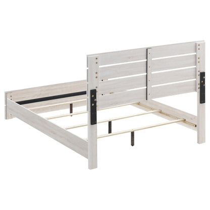 Slatted Headboard Panel Bed lightwashed wood frame by HouseOfZazla on Tampa Home & Garden Store