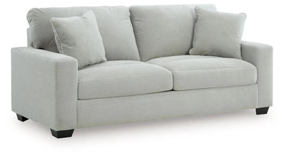 Greenbriar Sofa light gray corduroy with two pillows on Tampa Home & Garden Store