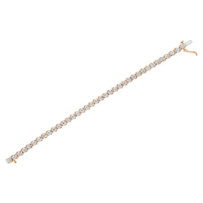 Rose gold plated sterling silver diamond tennis bracelet with S-link Miracle Plate, 7in on Tampa Home & Garden Store