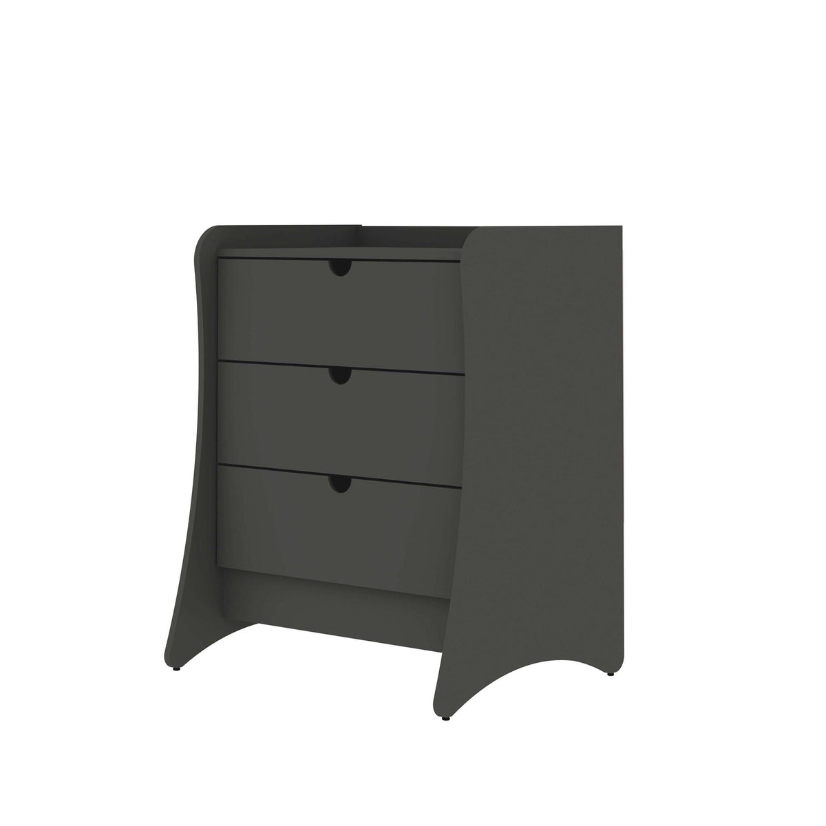 Nightstand with 3 drawers in dark gray, curved silhouette with quiet-glide drawers by HouseOfZazla on Tampa Home & Garden Store