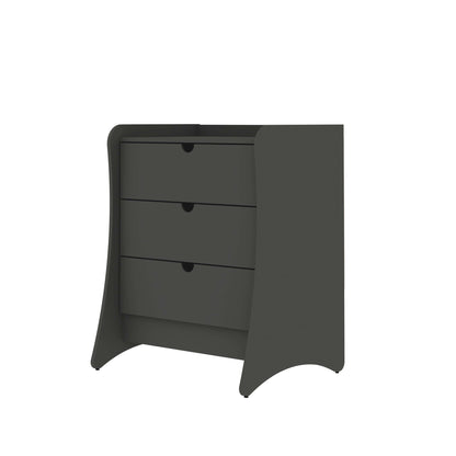Nightstand with 3 drawers in dark gray, curved silhouette with quiet-glide drawers by HouseOfZazla on Tampa Home & Garden Store