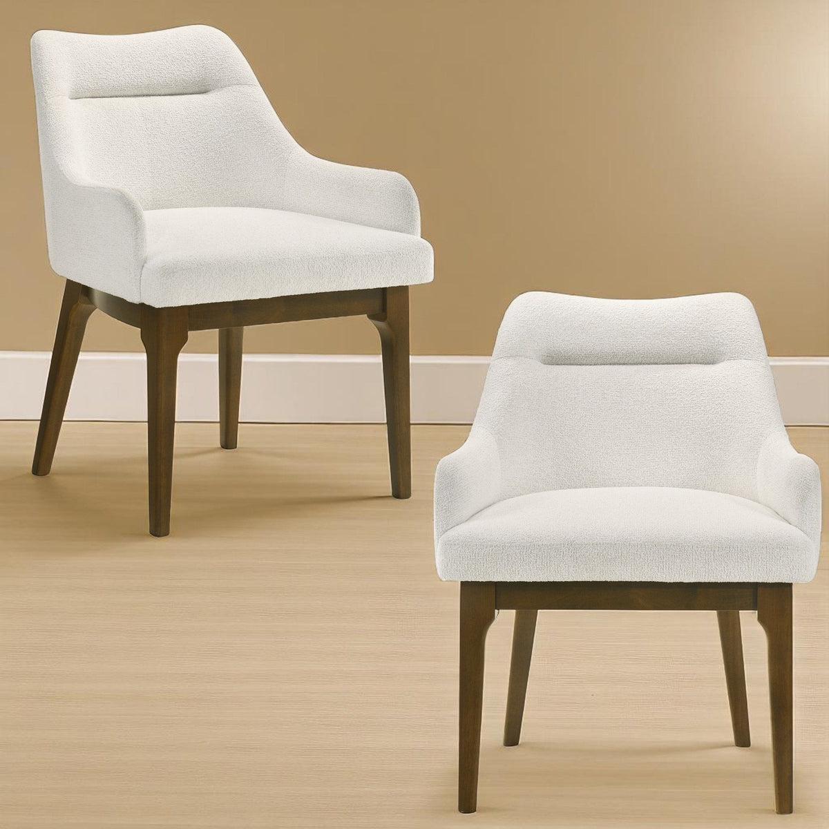 Kasha Side Chair set of 2 beige upholstered seats with oak legs HouseOfZazla on Tampa Home & Garden Store