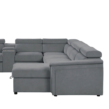 Harvey power recliner sleeper sectional gray fabric with chaise, HouseOfZazla on Tampa Home & Garden Store