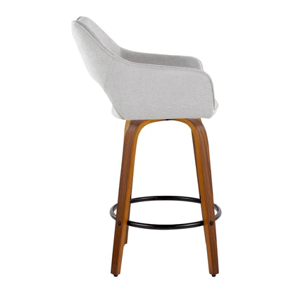 Contemporary fixed-height counter stools with swivel and footrest, set of 2, grey fabric HouseOfZazla on Tampa Home & Garden Store