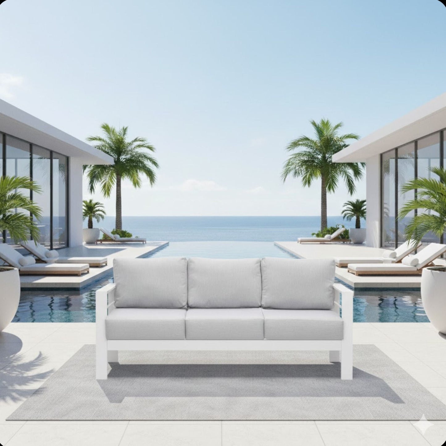 Three Seat Outdoor Sofa and Thick Cushions