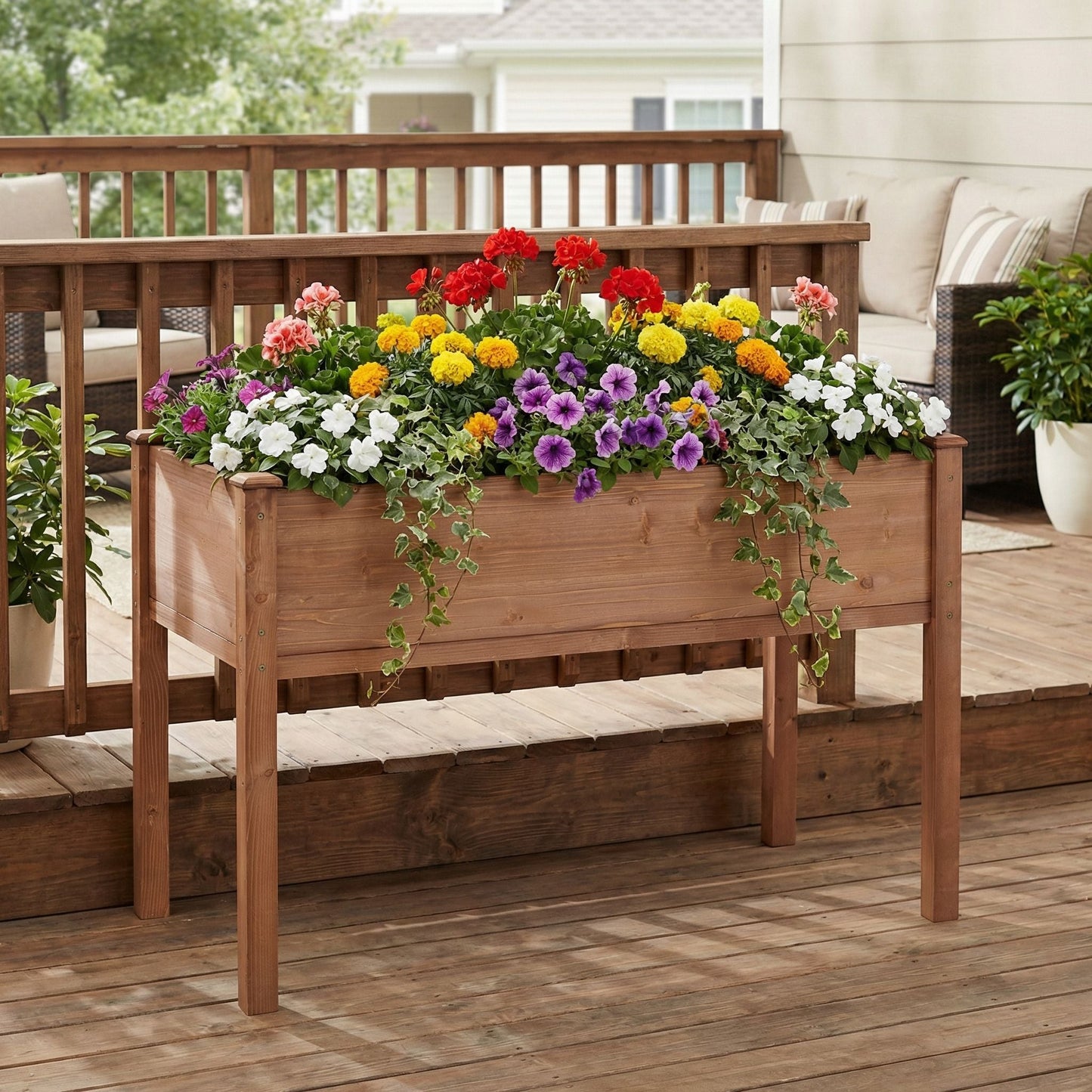Solid Wood Raised Garden Bed and Wide Frame