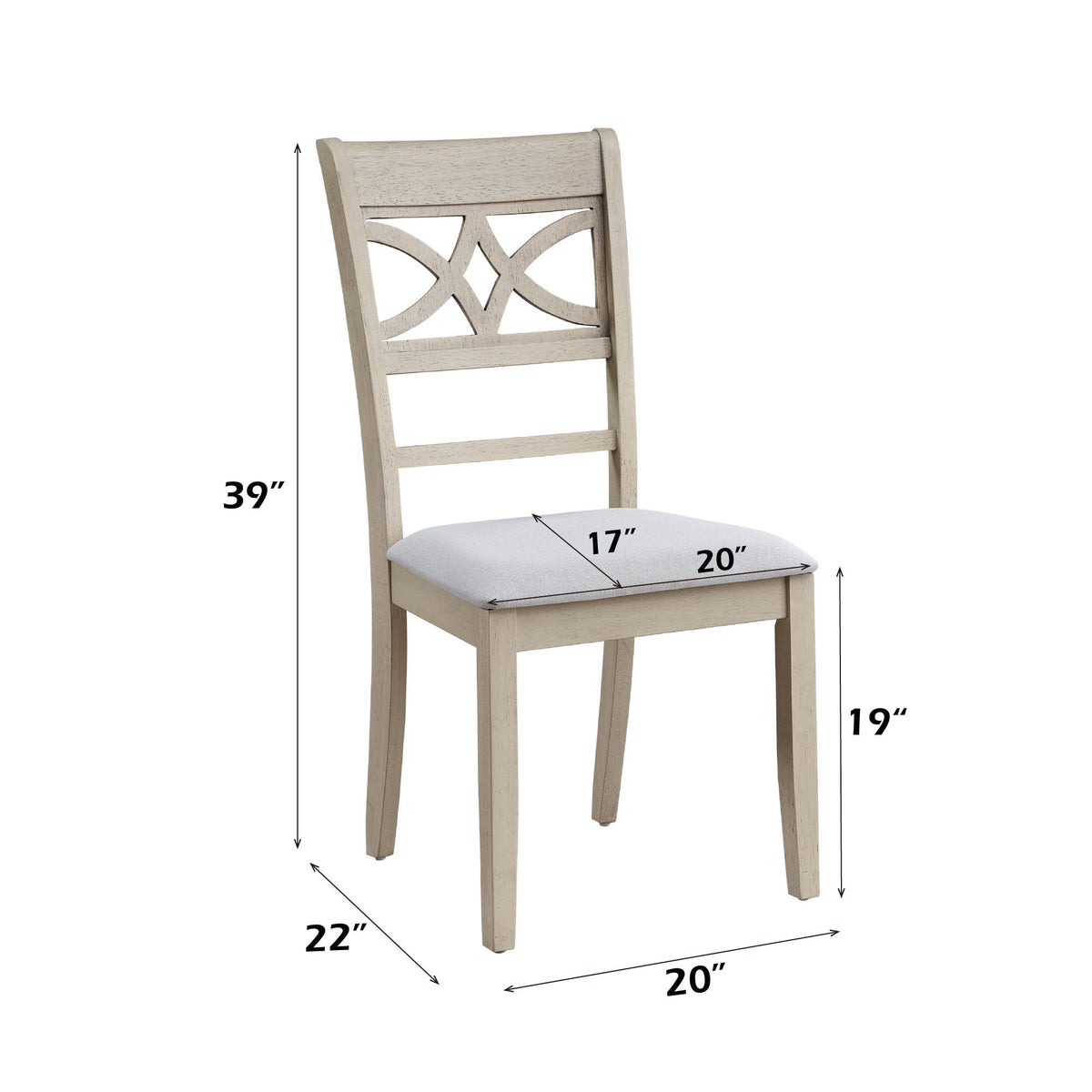 Antique gray wooden side chair set with cushioned seat, set of 2 on Tampa Home & Garden Store