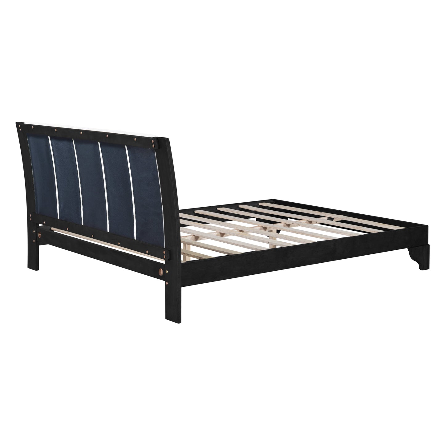 Solid Black and White Pine Queen Bed Frame