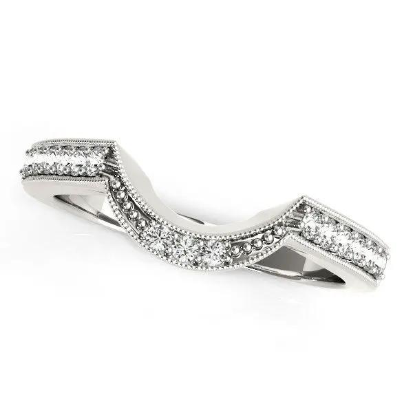 Curved 14k white gold round diamond antique wedding band by Bids.com, 1/4 cttw on Tampa Home & Garden Store
