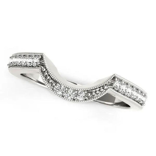 Curved 14k white gold round diamond antique wedding band by Bids.com, 1/4 cttw on Tampa Home & Garden Store
