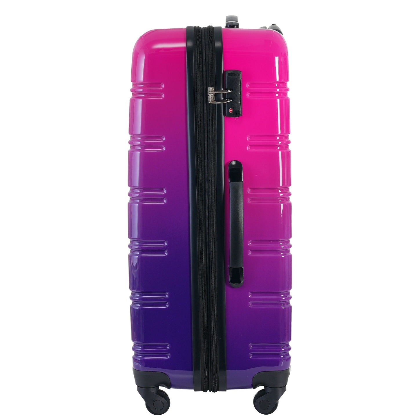 Hardshell gradient luggage pink-to-purple with spinner wheels and TSA lock on Tampa Home & Garden Store