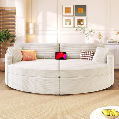 Oversized Double Chaise Sofa With USB Ports