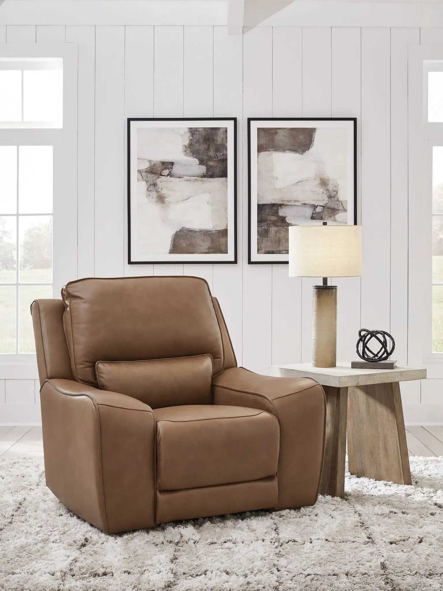 DeepWakes Power Recliner with Adjustable Headrest, brown leather upholstery on Tampa Home & Garden Store