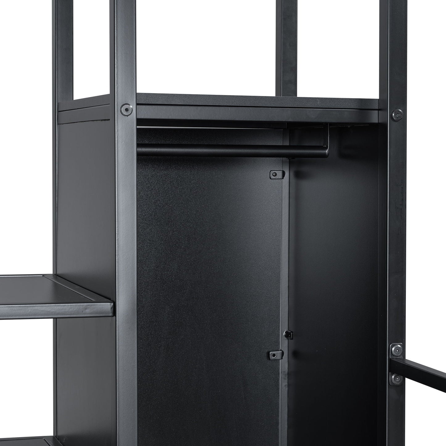 Loft bed frame in black metal with built-in work station and stairs from HouseOfZazla on Tampa Home & Garden Store
