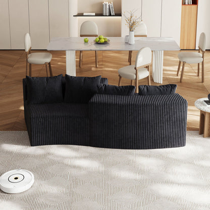 Curved Modular Sectional Sofa and Four Pillows