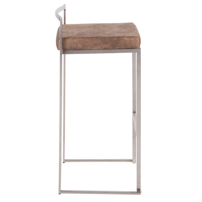 Contemporary padded stackable barstool, taupe brown seat with metal frame, HouseOfZazla on Tampa Home & Garden Store