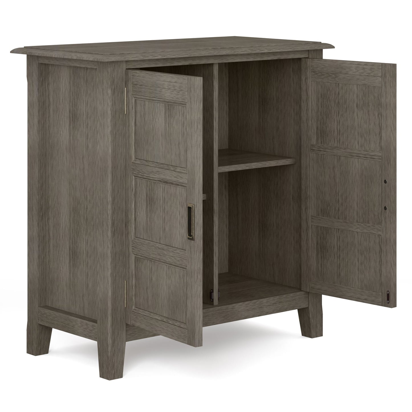 Burlington Handcrafted Low Storage Cabinet gray-washed wood with panel doors HouseOfZazla on Tampa Home & Garden Store