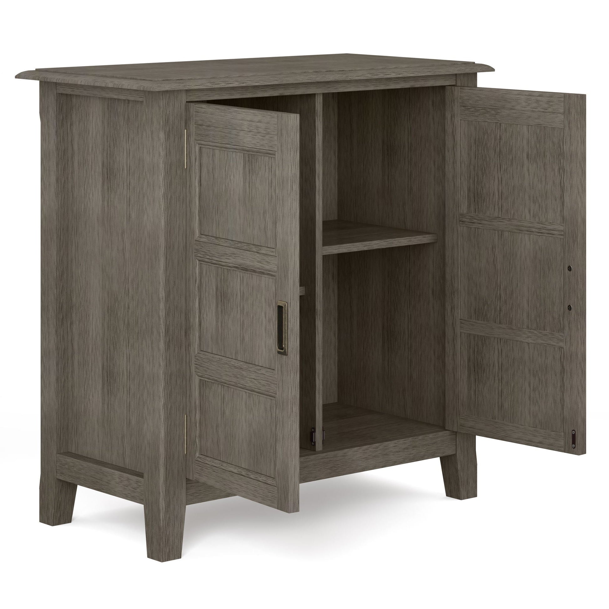 Burlington Handcrafted Low Storage Cabinet gray-washed wood with panel doors HouseOfZazla on Tampa Home & Garden Store