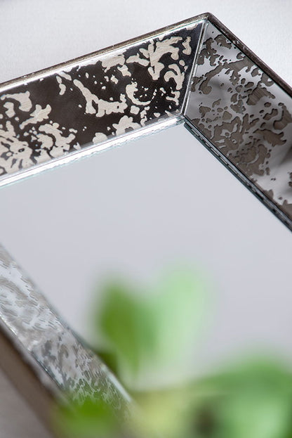 Antique rectangle wall mirror with floral distressed silver frame HouseOfZazla on Tampa Home & Garden Store