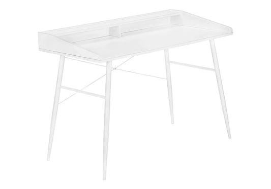 Computer Desk for Home Office white metal frame with laptop storage shelf Unique Piece Furniture on Tampa Home & Garden Store